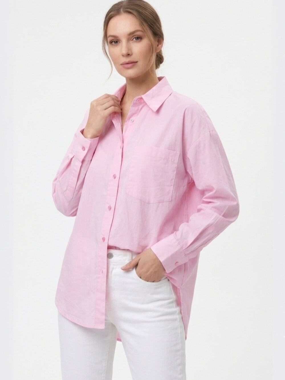 NWT Forever 21 Light Pink Oversized Button Down Shirt Large
